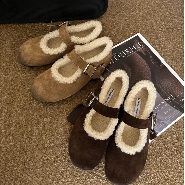 【AiAi】羊毛玛丽珍 牛猄皮复古港风擦色做旧玛丽珍女鞋（9095-11）