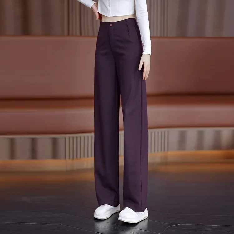 歌哥弟阿玛天丝棉直筒裤女秋冬装新款女裤高腰显瘦羊毛休闲阔腿裤