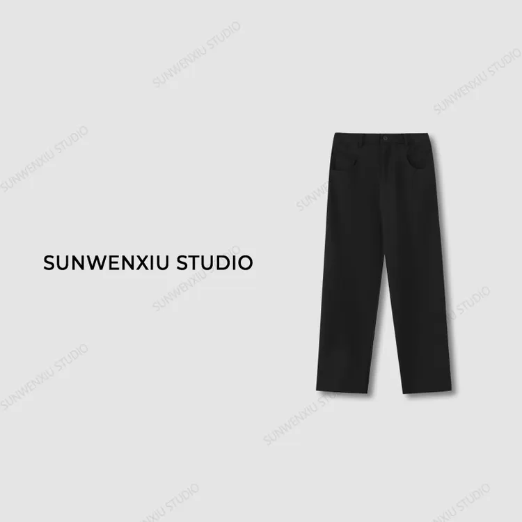 swx studio5店 “四面弹”衣柜刚需极简百搭抓毛弹力直筒烟管休闲裤