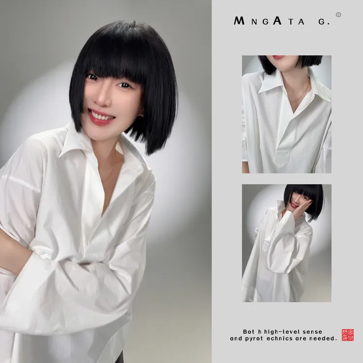 MNGATA G.宫小妍【丹书白马】25秋季纯棉新中式国风衬衫上衣4122320