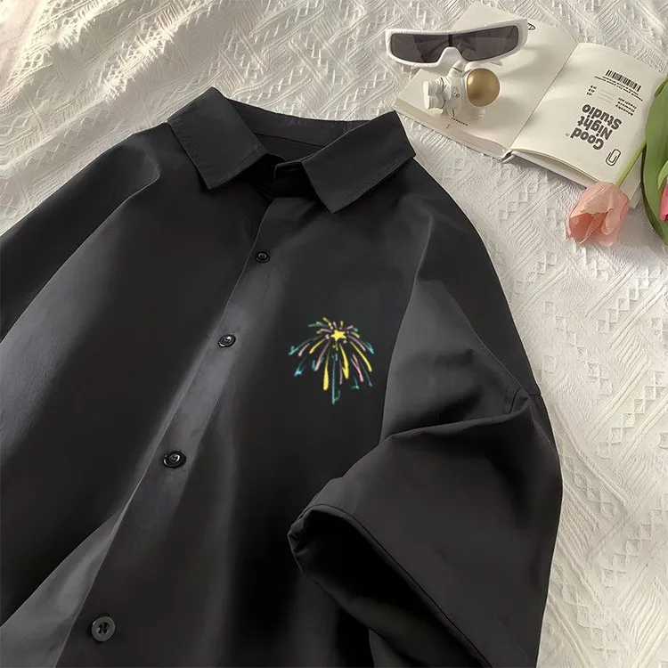 徐太浪简约短袖衬衫男夏季新款T恤冰丝衬衣休闲宽松大码男士外套