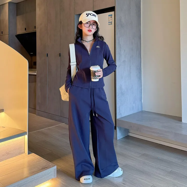 女童套装秋冬装2025新款休闲运动服儿童秋装卫衣外套阔腿裤两件套