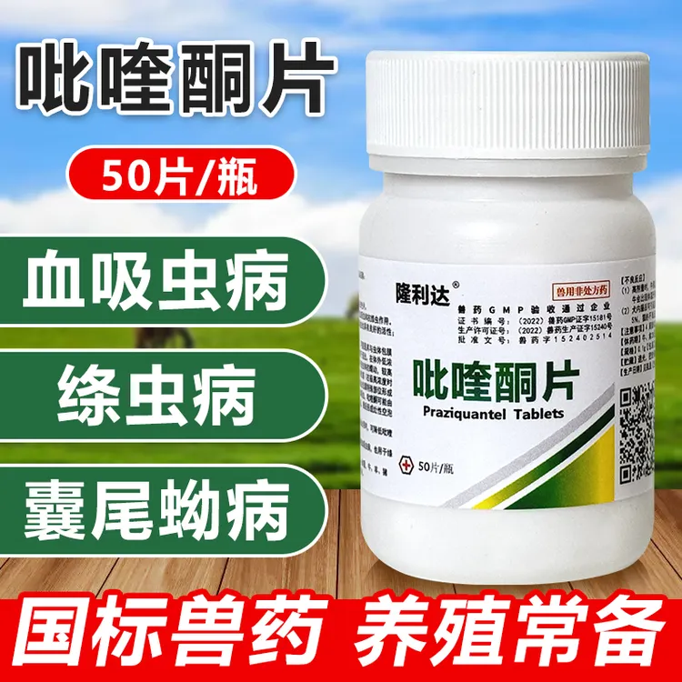 兽用吡喹酮片猪牛羊驱脑包虫脑炎绦虫血吸虫蠕虫狗犬猫体内驱虫药