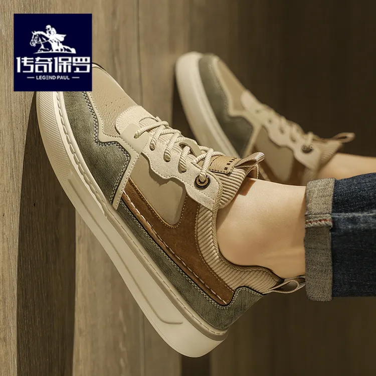 传奇保罗男款冬冬休闲板鞋男鞋2025潮流软底复古防滑耐磨运动板鞋
