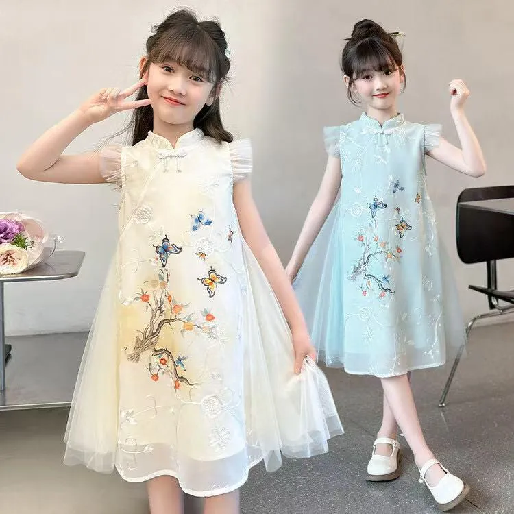 女童中国风连衣裙夏款2025新款儿童汉服夏装新中式女孩旗袍网纱裙