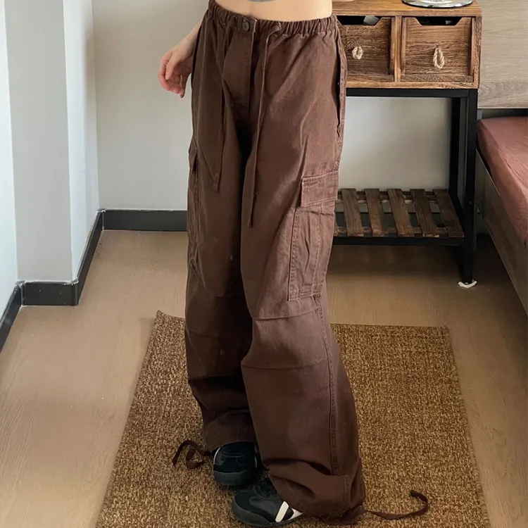 BM抽绳伞兵工装裤 美式复古显瘦阔腿裤休闲百搭宽松口袋跳舞神裤