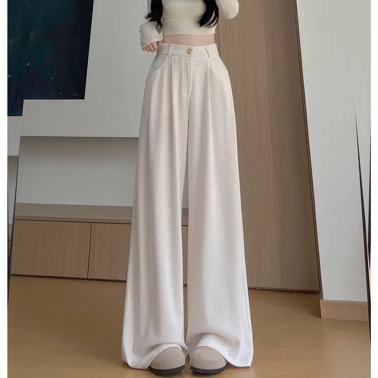 韩系糯米西装裤女秋季2025新款高腰宽松慵懒休闲直筒垂坠感阔腿裤