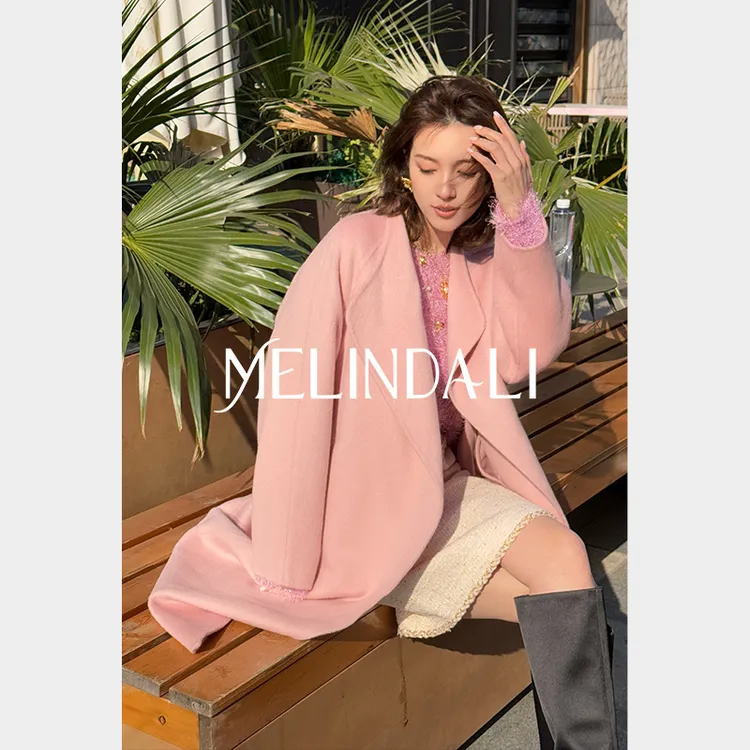 Melinda Li【本能浪漫】法式绵羊毛桑蚕丝骆驼绒定染色双面呢大衣