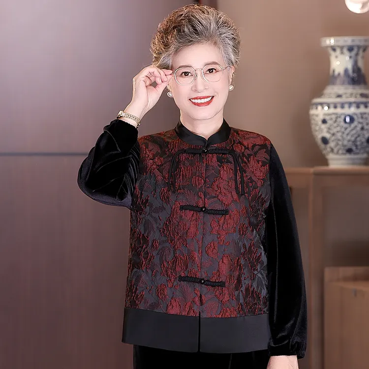 中老年秋装女新中式国风妈妈装马甲60岁老人奶奶太太秋装上衣服
