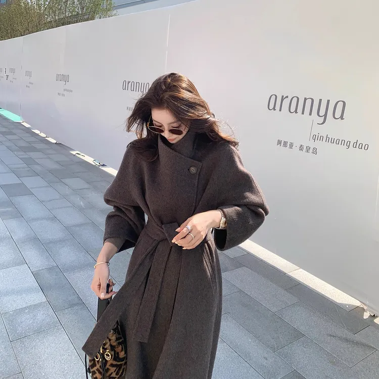 柏林大衣"7羊绒93羊毛 深秋至简轻奢腰带款廓形双面呢2025年新款