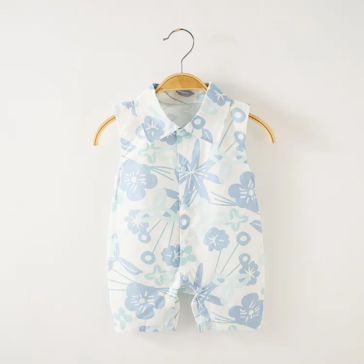 夏季无袖爬服春夏薄款女宝短爬幼儿可爱风贴身哈衣儿童春秋女童