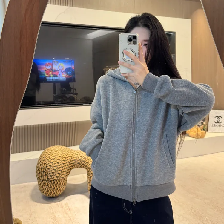宿慕SUMU露思许妍同款加绒连帽卫衣外套秋冬新款休闲宽松慵懒外套