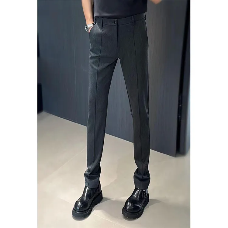 殿若春秋新款商务气质简约西装裤男士潮流百搭修身小直筒休闲长裤