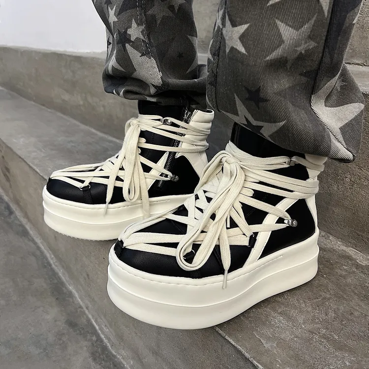 厚底板鞋小众原创2025新款潮牌松糕鞋美式个性男女鞋内增高面包鞋