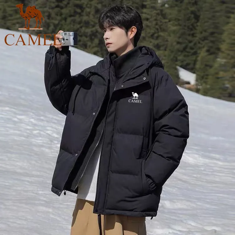 骆驼羽绒服男士冬季加厚保暖棉衣户外防寒面包服连帽短款外套