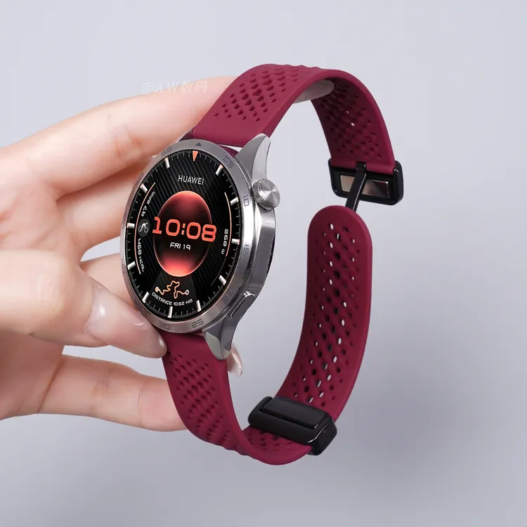 适用华为GT5手表gt6表带watch5/4网孔硅胶GT3pro磁吸扣2E男士腕带