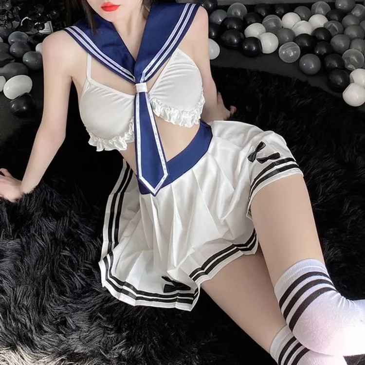 情调内衣女可爱制服诱惑jk小胸战袍激情约会战袍女套装后妈裙qqny