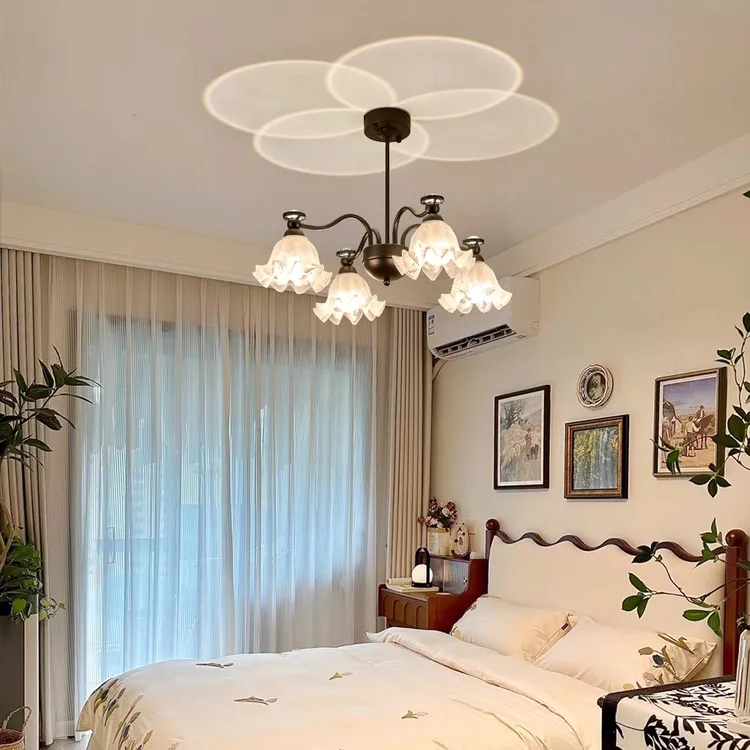 美式客厅吊灯现代简约2025新款中古奶油风卧室主灯高级感铃兰灯具