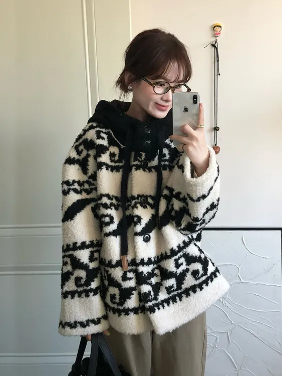 百搭显瘦外套女新中式毛外套2025冬季新款加厚外套小个子