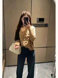 【反转巴黎】纯色套头款常规款提花长袖秋季毛针织衫针织保暖圆领女