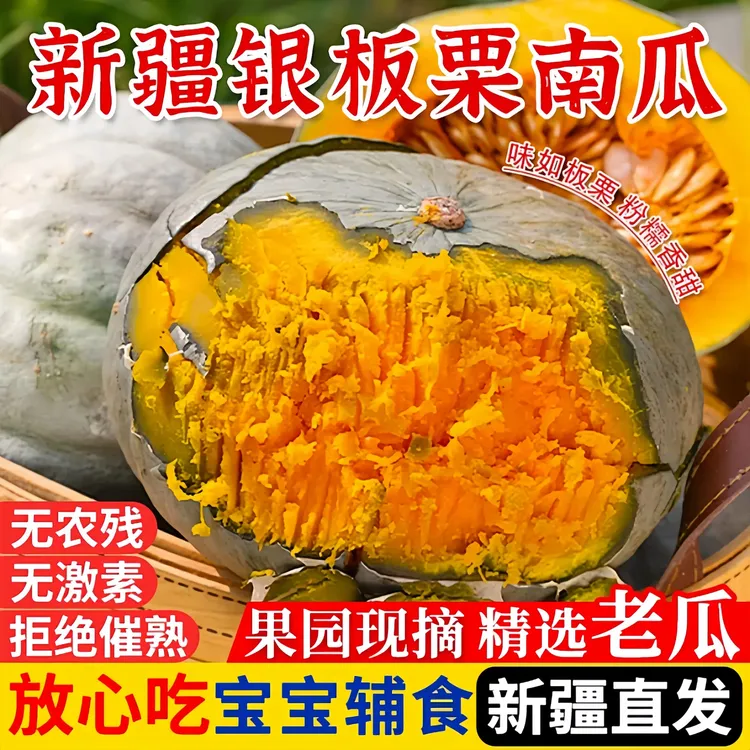 【新疆银栗南瓜】五斤装粉糯香甜南瓜粗粮辅食当季正宗贝贝板栗南瓜