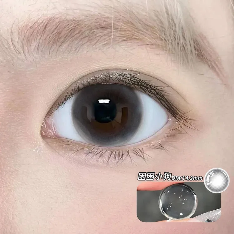 OVOLOOK【日抛10片装】困困小狗清纯融瞳无锁边美瞳小直径隐形眼镜