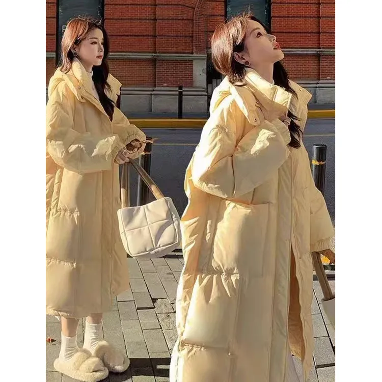 奶fufu拆卸帽羽绒服中长款 2025冬新款韩系过膝白鸭绒厚外套 8401