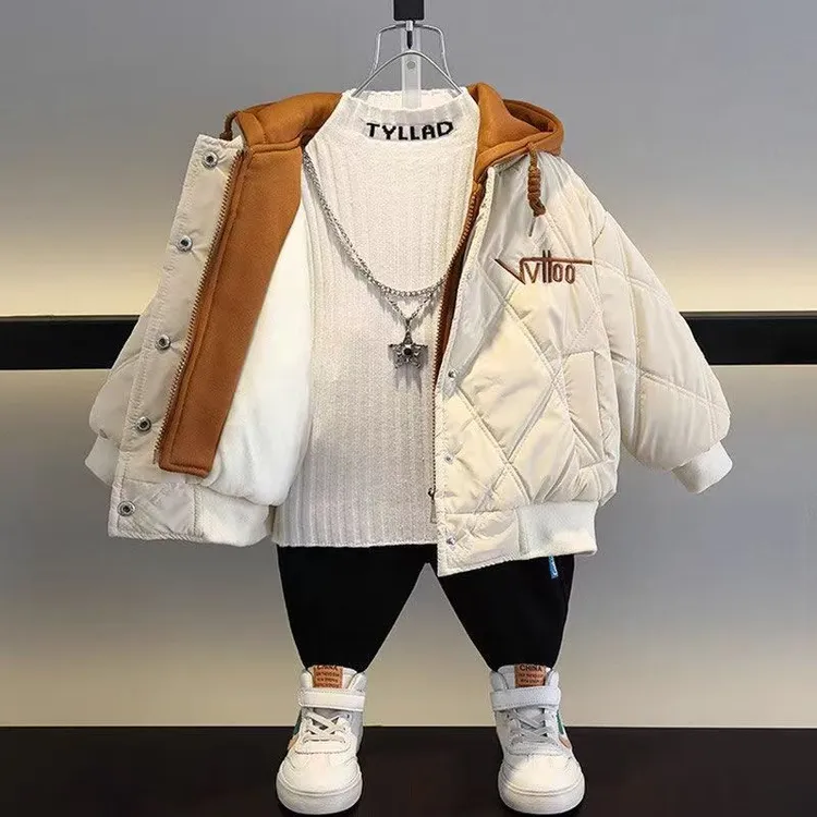 儿童棉衣冬季男童加棉棉服2025新款小童冬装男孩加厚加绒外套潮