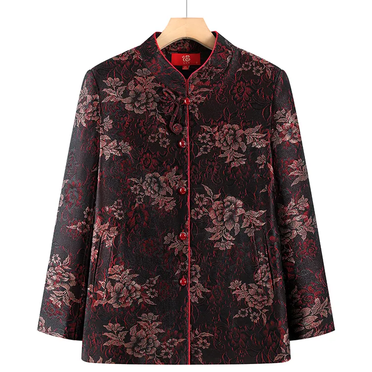 中老年女装春秋季外套大码妈妈装秋冬加绒加厚保暖上衣奶奶装唐装