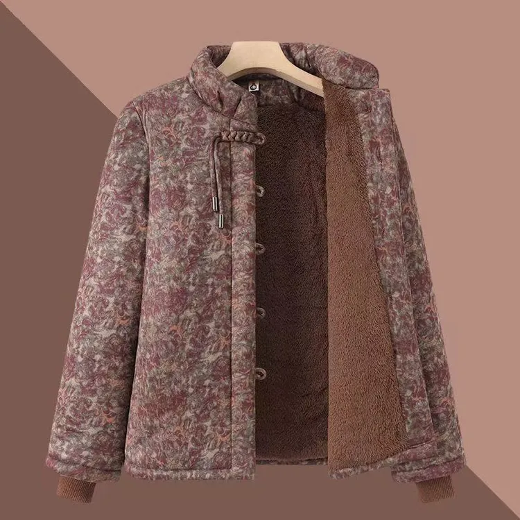 中式棉衣女老年妈妈装保暖加厚外套奶奶棉服冬季加绒棉袄上衣开衫