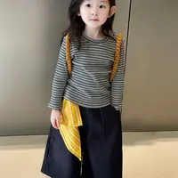 2025秋季新品 韩版套装  女童圆领条纹T恤  宝宝修身长袖上衣裤子