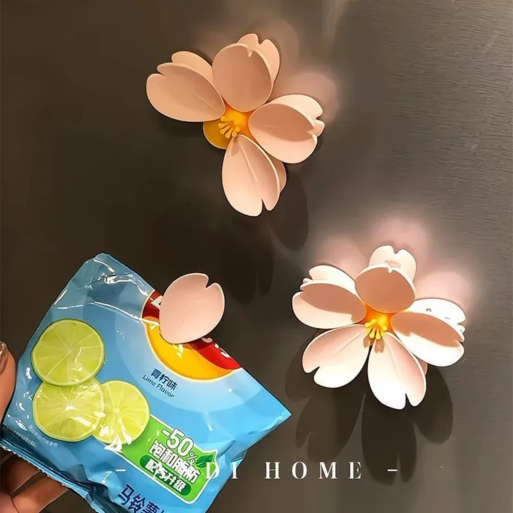 【5个装】樱花磁吸封口夹冰箱贴食品袋夹子零食密封夹个性花朵