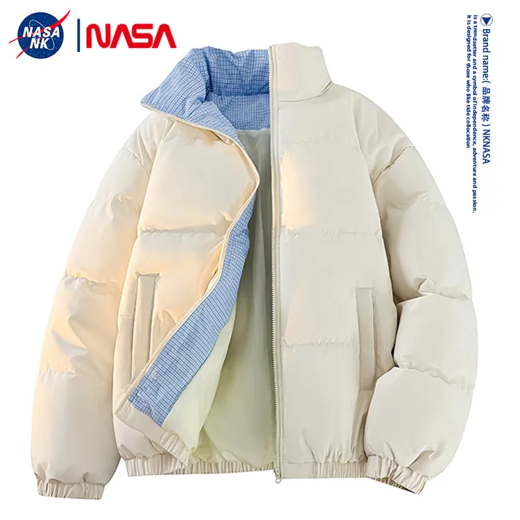 NASA联名冬季撞色立领棉衣男女同款情侣面包棉服加厚保暖休闲棉袄