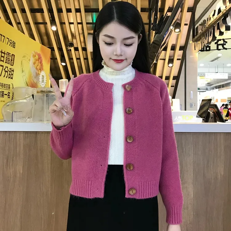 复古短款针织衫毛衣外套女2025年春秋新款高级感宽松显瘦长袖上衣