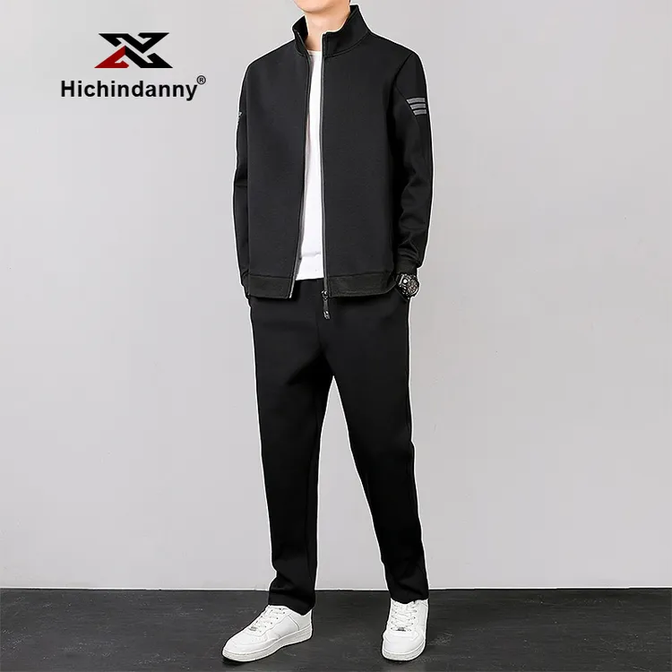 HICHIN男士三条杠休闲运动套装春秋季立领长袖卫衣卫裤休闲两件套