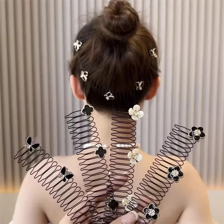 山茶花发夹后脑勺成人女宝拉拉发梳发箍女款儿童发卡插梳刘海发梳商品图