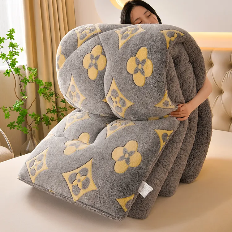 秋冬季保暖被子亲肤雪花绒柔软绒被羊羔绒双面绒加厚褥子冬被