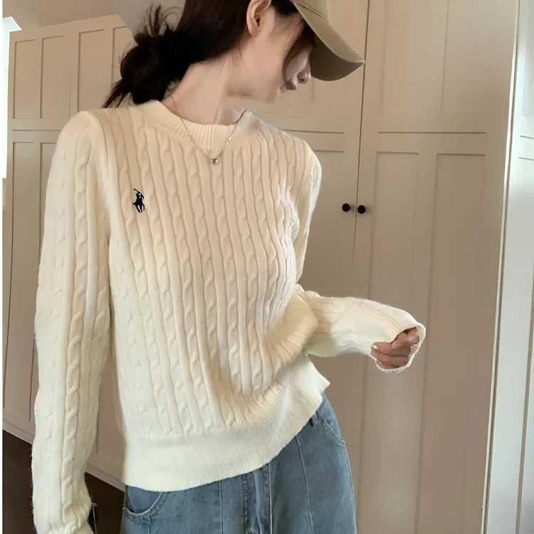 现货-麻花毛衣2025时尚新款针织打底衫时尚显瘦设计百搭长袖A6-10