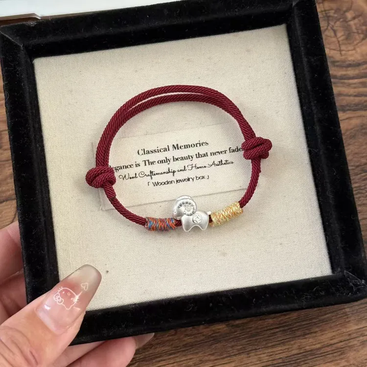 足银手链 999足银钱币生肖马羊银配件手工DIY编绳手链本命年招财