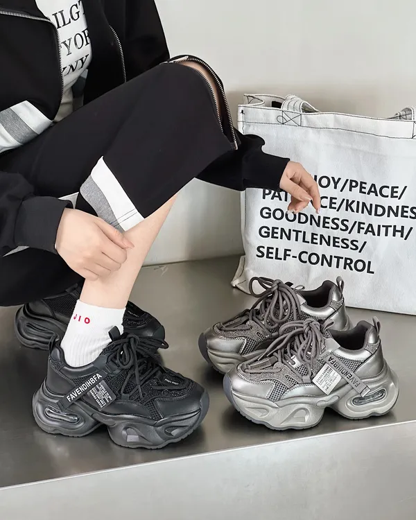 2025年秋季新款女鞋厚底透气老爹鞋时尚百搭舒适休闲运动鞋子6232