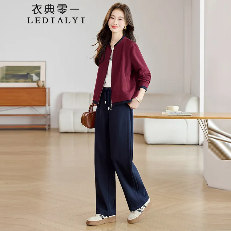 时尚休闲套装女春秋2025新款中年妈妈宽松洋气运动减龄卫衣两件套