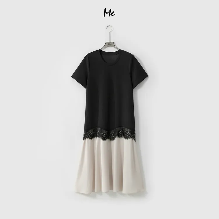 ME【薇薇安】云柔睫毛蕾丝拼接显瘦舒适时尚百搭休闲连衣裙MESS5446