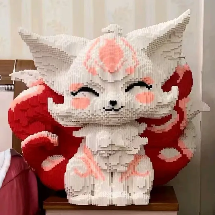 65cm【红色九尾妖狐】玩具拼装高颜城堡益智榫卯结构益智积木帆高