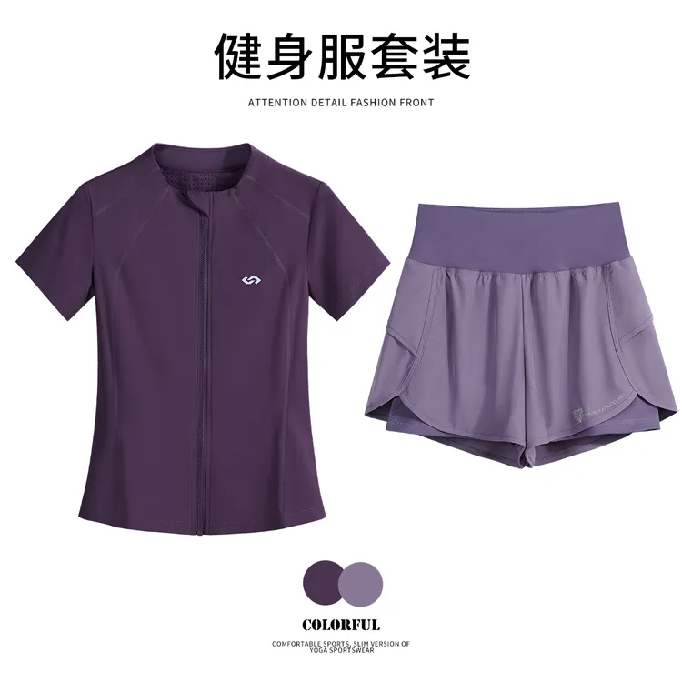夏季户外速干运动套装女款休闲跑步时尚显瘦健身瑜伽透气晨跑服zb
