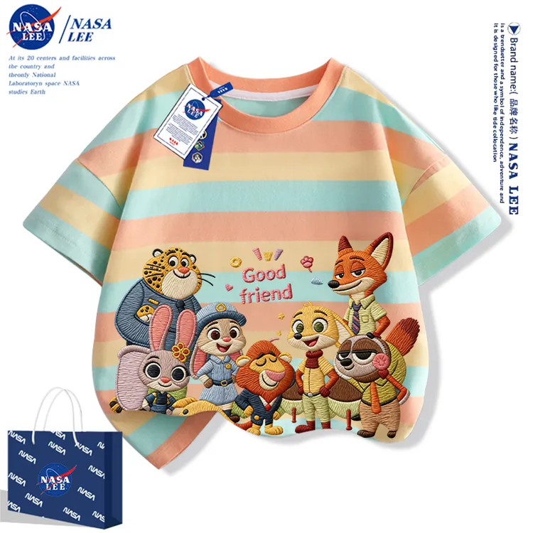 NASA疯狂动物城儿童短袖t恤2026新款夏装男童女童纯棉半袖体恤