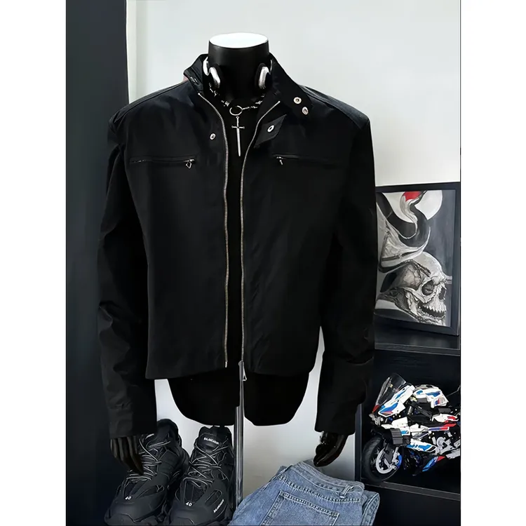 美式短款垫肩外套男款秋季cleanfit潮牌痞帅高级感飞行员夹克外套