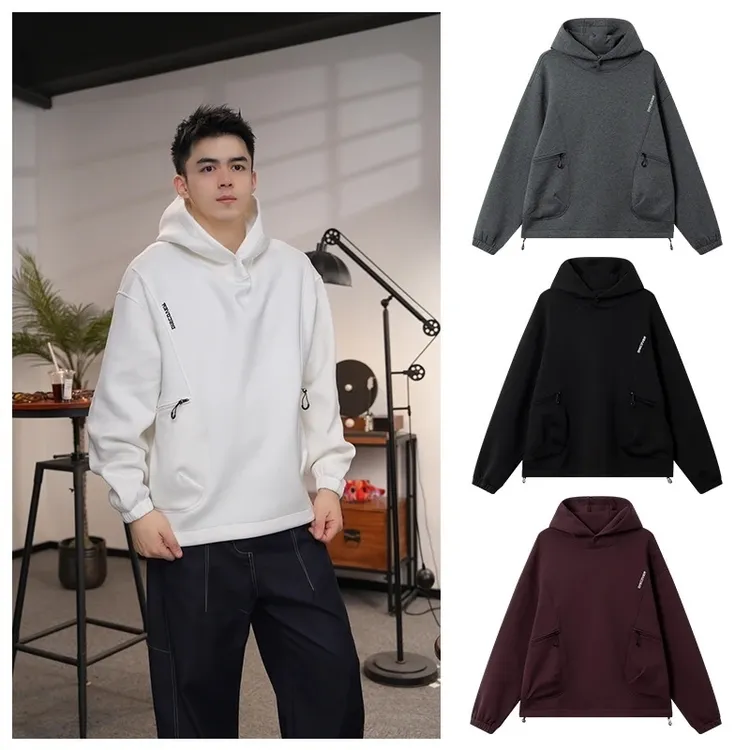 O.B.G【早秋结构设计款连帽卫衣】秋季新款情侣休闲卫衣外套6056