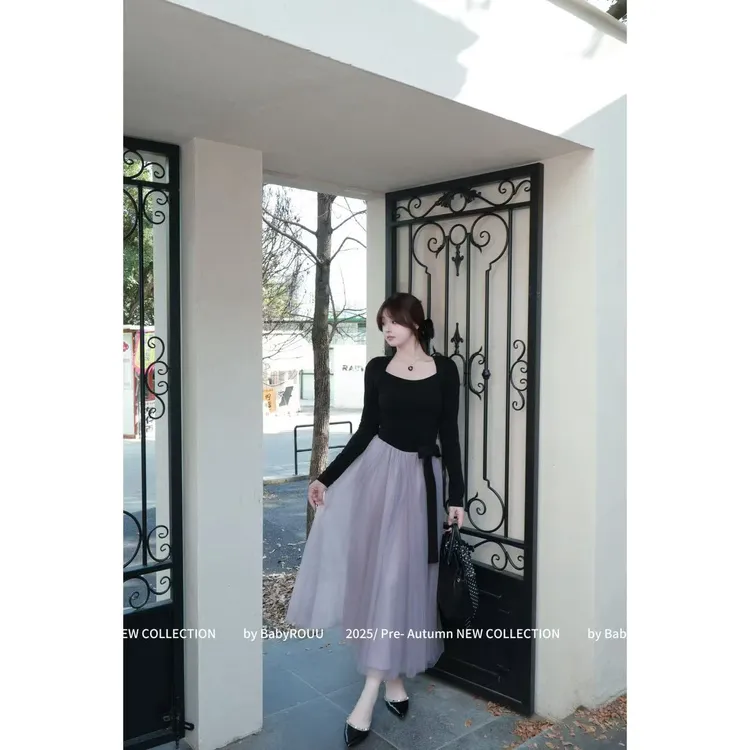 【月光舞会】温与柔许妍是一种感觉法式千金风初恋气质撞色连衣裙