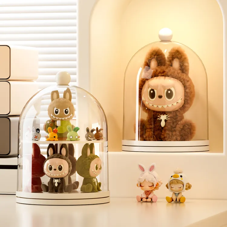 labubu展示盒亚克力透明手办盲盒展示架拉布布毛绒公仔挂件收纳盒