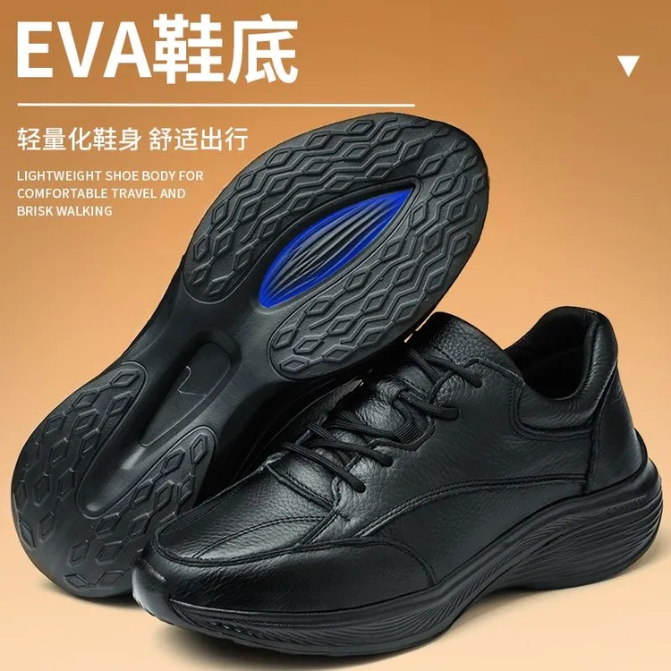 男女头层牛皮健步轻便软底软皮透气高弹上等头层牛皮男鞋